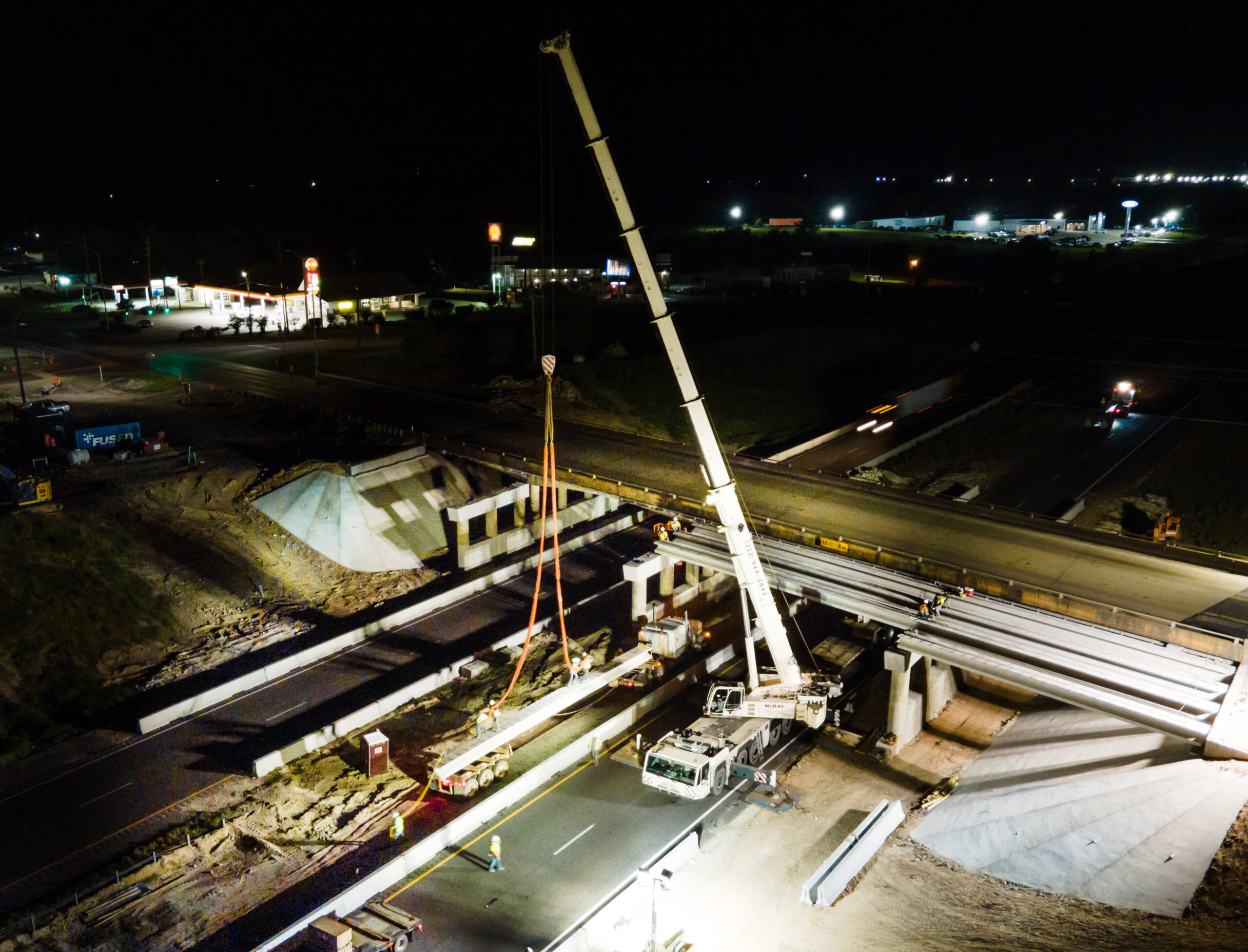 Houston construction night photography Example of construction night photography